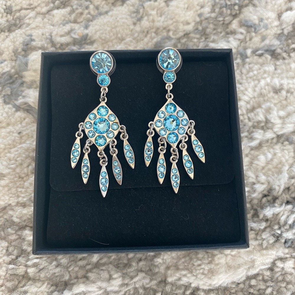 Aqua Blue Crystal Drop Chandelier Stefanie Somers Earrings